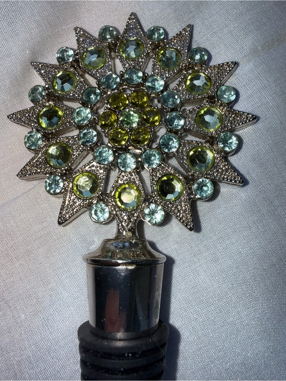Joanna Buchanan Star Wine Bottle Stopper Crystal Rhinestone Yellow Green Gold